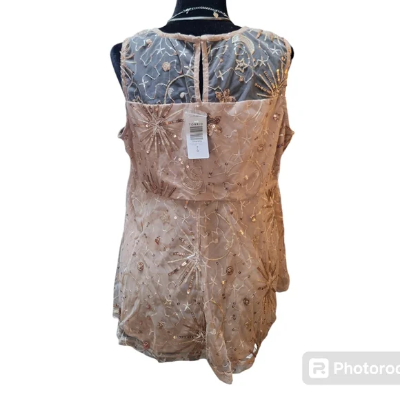 Torrid Tan Floral Embroidered Sleeveless Top - Picture 4 of 16